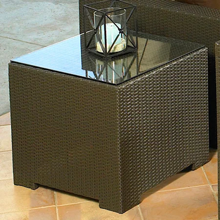 Square End Table w/ Glass Top